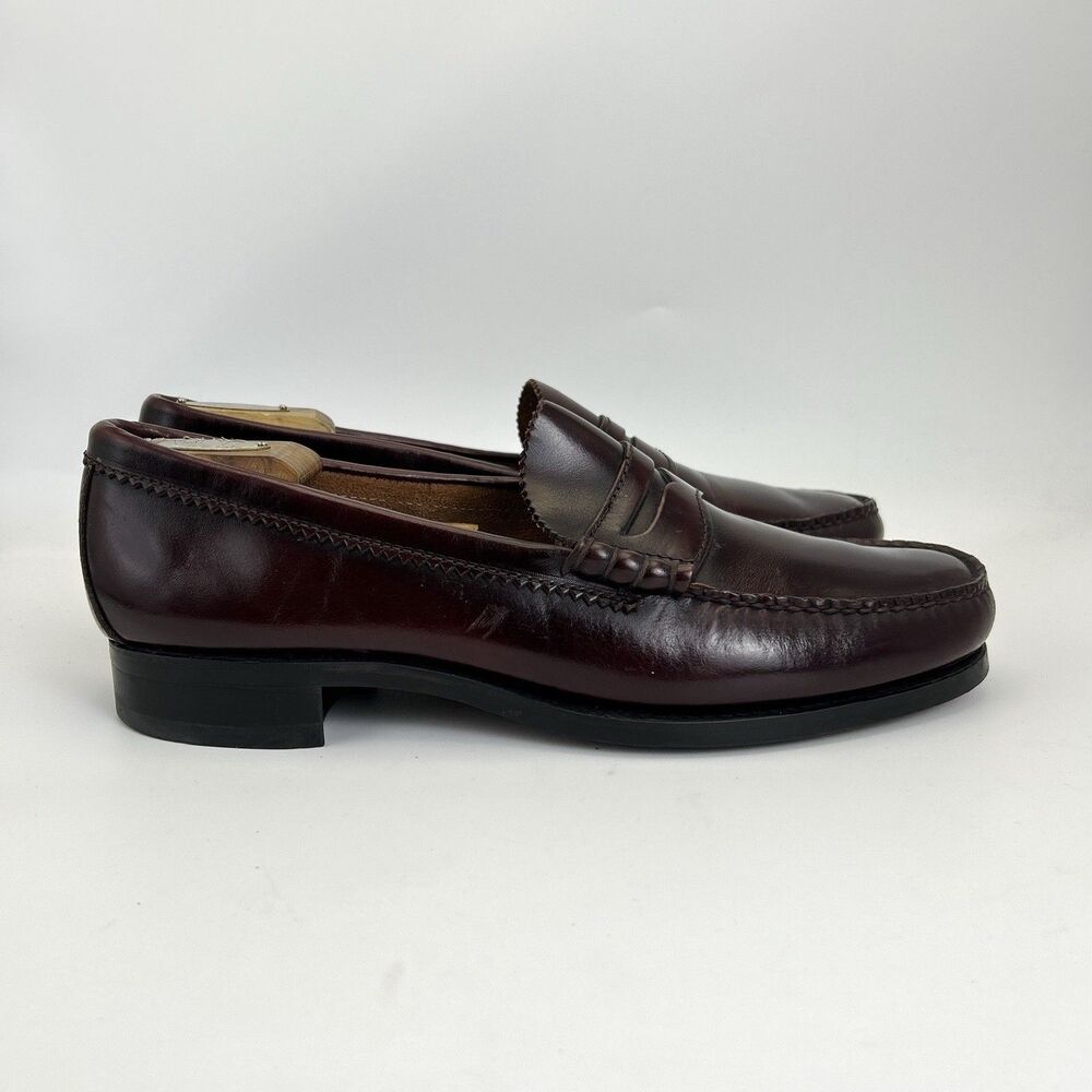 Vintage GH Bass Weejuns Larson Loafers Mens 11 Burgundy Leather Made in USA 547